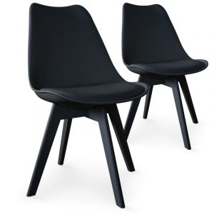 Image de Declikdeco Lot de 2 chaises scandinaves noires LARNA