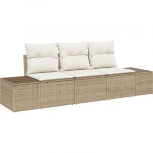 VidaXL Ensemble de 3 pièces de canapé de jardin avec coussins Beige Poly Rotin