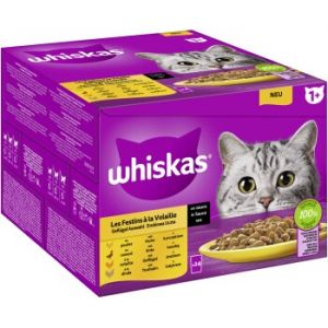 Whiskas Pack de réserve 1+ sélection de volailles en sauce 24x85 g