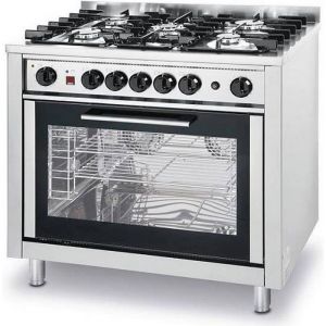 Hendi Cuisini&egrave;re &agrave; gaz - 5 feux avec four &eacute;lectrique Kitchen Line Argent 230V/2900W