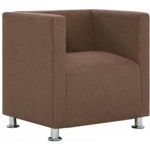 Fauteuil chaise siège lounge design club sofa salon cube marron polyester Marron