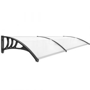 Image de Primematik PrimeMatik Auvent de porte et fenêtres 200x80cm Marquise solaire abri banne entrée protection noir