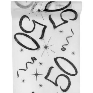 Santex 5192-50-30, CHEMIN de table Anniversaire Blanc 50 ANS
