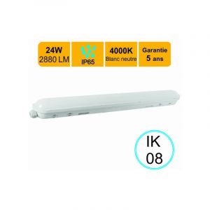 Lutèce Réglette LED étanche 1200mm 24W (Equiv. 1x36W) 2880 LM - interconnectable - Blanc neutre (4000K) IP65