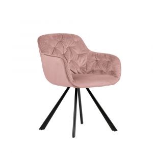 Image de Made by Woood ELAINE - Fauteuil de table en velours - Vieux rose