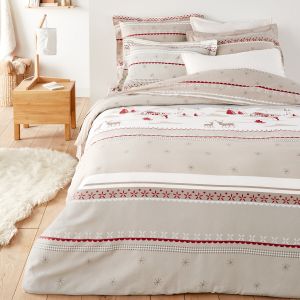 Image de Housse de couette coton, Tyrol Beige / Rouge Taille 260X240 cm;240X220 cm;200X200 cm