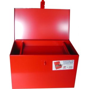 Coffre de chantier - Métal - Rouge - 35x60x35cm