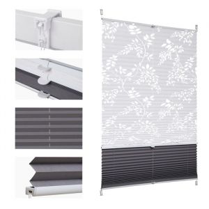 Store occultant sans percage plissé avec motif,80x120cm