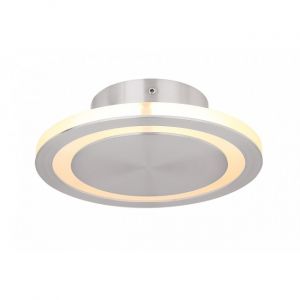 Globo Applique murale LED m&eacute;tal nickel opale mat blanc salon chambre couloir