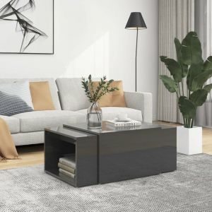 Image de VidaXL Tables basses gigognes 3 pcs Gris brillant 60x60x30 cm