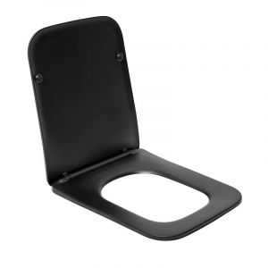 Swiss Aqua Technologies Infinitio Abattant de WC rectangulaire, Avec frein de chute, Noir (SATINFP12BKM)
