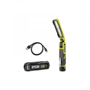 Ryobi Lampe de travail 4V USB Lithium - 3 intensités : 500 / 250 / 100 Lumens - Base magnétique - Câble USB-C - 1 batterie 4V 2,0 Ah USB Lithium - RLI4-120G
