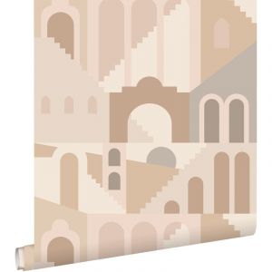 Estahome - papier peint maisons méditerranéennes beige