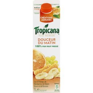 Image de Tropicana Pur jus pressé d'orange, mandarine, banane et raisin blanc, Douceur du matin - La brique de 1L