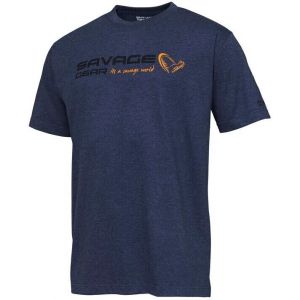Savage Gear T-shirt &agrave; Manches Courtes Signature Logo L Blue Melange