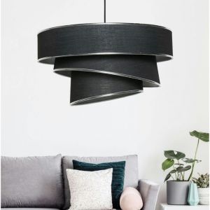 Image de Suspension design noir et argent - abat-jour triple ZURICH