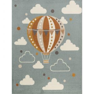 Tapis Enfant Montgolfière Nuages Multicolore/Bleu 120x170