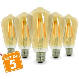 Image de Eclairage design Lot de 5 AMPOULES E27 7W ST64 2200K Type Edison | blanc-chaud-2200k