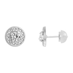 Cleor Boucles d'oreilles sont en Or 375/1000 Blanc et Oxyde Blanc