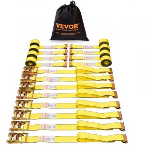 VEVOR Sangle &agrave; Cliquet Sans Fin Lot de 8 Sangles d'Arrimage E R&eacute;sistance &agrave; la Rupture Maximale 1995,8 kg 0,05x4,6 m pour S&eacute;curiser Cargaisons, &Eacute;lectrom&eacute;nagers, &Eacute;quipement de Jardin, Moto, D&eacute;m&eacute;nagement