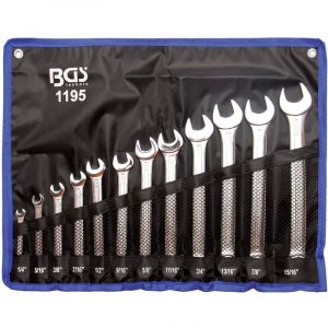 BGS Technic Rothewald jeu de cl&eacute;s mixtes pouces, 12 pi&egrave;ces, avec trousse