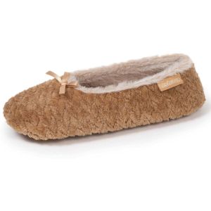 Isotoner Chaussons ballerines textur&eacute;s Femme Camel
