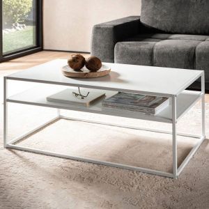 M&S Table basse 2 niveaux 100x60x45 cm en acier blanc