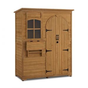 M MCombo Armoire de jardin Armoire à outils en bois pour lextérieur étanche avec étagères avec fenêtre 0926(Nature)