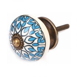 Bouton de meuble en gr&egrave;s &agrave; motif Paon Mod&egrave;le 4 SIL