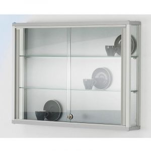 Certeo Vitrine murale LINK - 2 tablettes, portes coulissantes - h x l x p 590 x 800 x 120 mm - Coloris cadre: Anodisé argentin