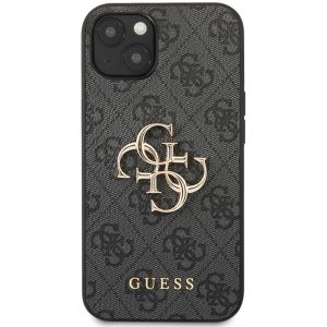 Guess GUHCP13S4GMGGR Coque pour iPhone 13 Mini 5,4" avec Logo 4G Big Metal Gris