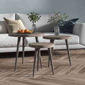 Image de VidaXL Ensemble de tables d'appoint 3 pcs Gris MDF et fer