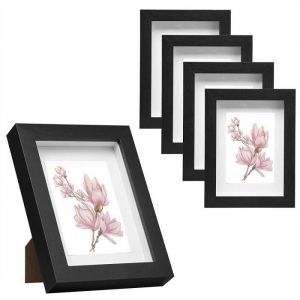 EUGAD lot de 5 Cadres Photo Style 3D MDF et Verre 21x29.7cm(A4) Noir