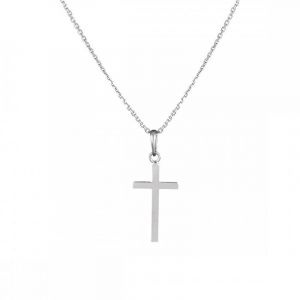 By Colette - Pendentif Croix Croyance or blanc