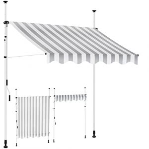 Store à pince avec manivelle balcon Store balcon sans percer UV-résistant réglable en hauteur hydrofuge Protection solaire Abri de terrasse 350cm /