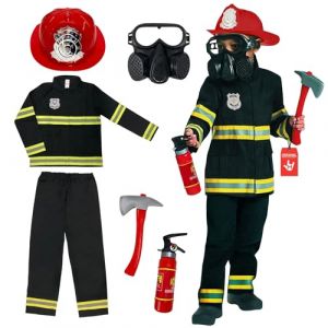 Morph Costume Pompier Enfant Déguisement Incendie Tenue de Jeu pour Enfants Idéal pour Carnaval L