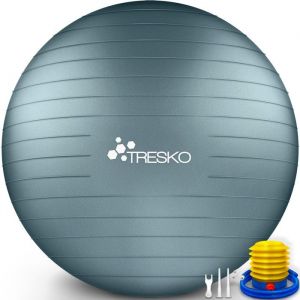 TRESKO Ballon de Gymnastique Anti-éclatement Boule d'assise Balle de Yoga Balles d'exercices Fitness 300 kg avec Pompe à air (Cool Grey Blue, 65 cm)