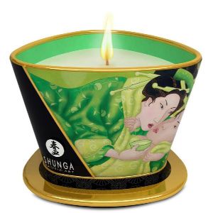 Shunga Erotic Art Bougie de Massage Lueur et Caresse Thé Vert