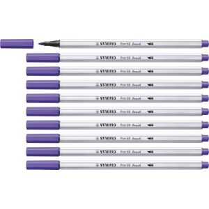 Stabilo Feutre Pinceau Pen 68 Brush - Lot x 10 feutres Dessin à Pointe Pinceau - Violet