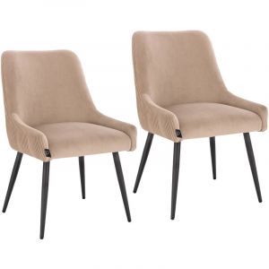 Image de Svita - isabelle Lot de 2 chaises de salle &agrave; manger Chaise rembourr&eacute;e Dossier en velours taupe