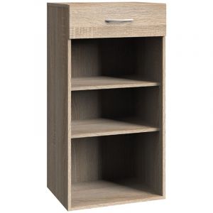 Pegane Etagère de rangement en mélamine coloris imitation chêne - longueur 45 x hauteur 98 x profondeur 40 cm -