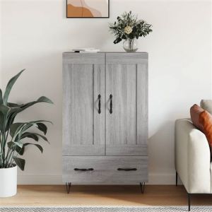 VidaXL Buffet Haut, Armoire Lat&eacute;rale, Meuble avec Rangement, Organisateur de Salon Salle de S&eacute;jour, Moderne, Sonoma Gris Bois d'Ing&eacute;nierie