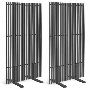Idmarket Lot de 2 paravents ext&eacute;rieurs ajour&eacute;s claustra d&eacute;coratif 80 x 150 cm m&eacute;tal gris anthracite