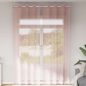 VidaXL Rideaux en voile avec &oelig;illets 2 pcs rose clair 140x300 cm