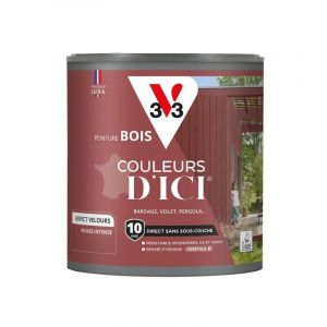 V33 Peinture bois extérieur Couleurs d'Ici V uge intense Velours 0,5L - Rouge intense