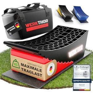 WERKTHOR Rampes de levage camping-car (Rouge) - Lot de 2 pièces Jusqu’à 135 tonnes Antidérapantes et robustes