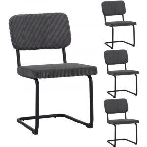 Mes Lot de 4 chaises 45x87 cm en velours c&ocirc;tel&eacute; anthracite - VELVET