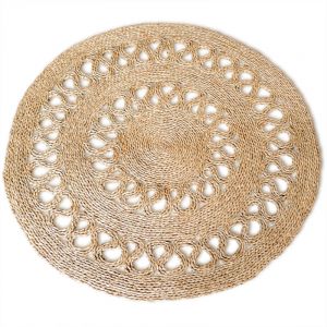 Tapis rond en jute - Boho Bali - 120 CM - Nylah Naturel