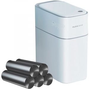 Image de JOYBOS PK5454 Poubelle Poubelle 15 l avec capteur de mouvement intelligent sans contact - Comprend 120 sacs poubelle 15 litres Plastique ABS + PP Blanc