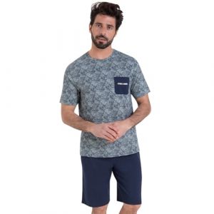 Athena Summer 7P81 Ensemble de Pijama, Vert/Marine, XL Homme